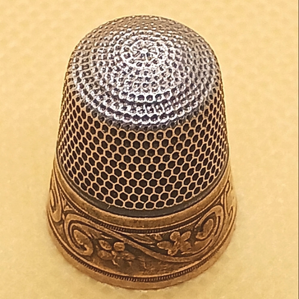 Sterling Silver and Bronze Antique Thimble